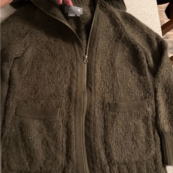 Anthropologie Bethany Zip Front Cardigan Olive Teddy XS - Picture 6 of 7